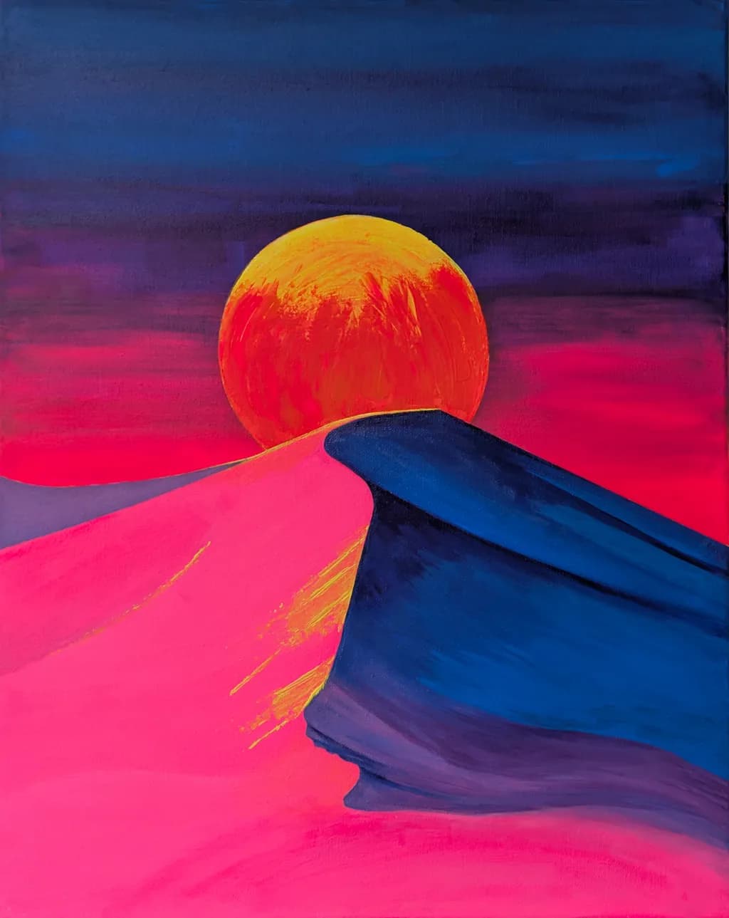 Sunset Serenade: A Vibrant Dance of Colors in the Desert Dunes