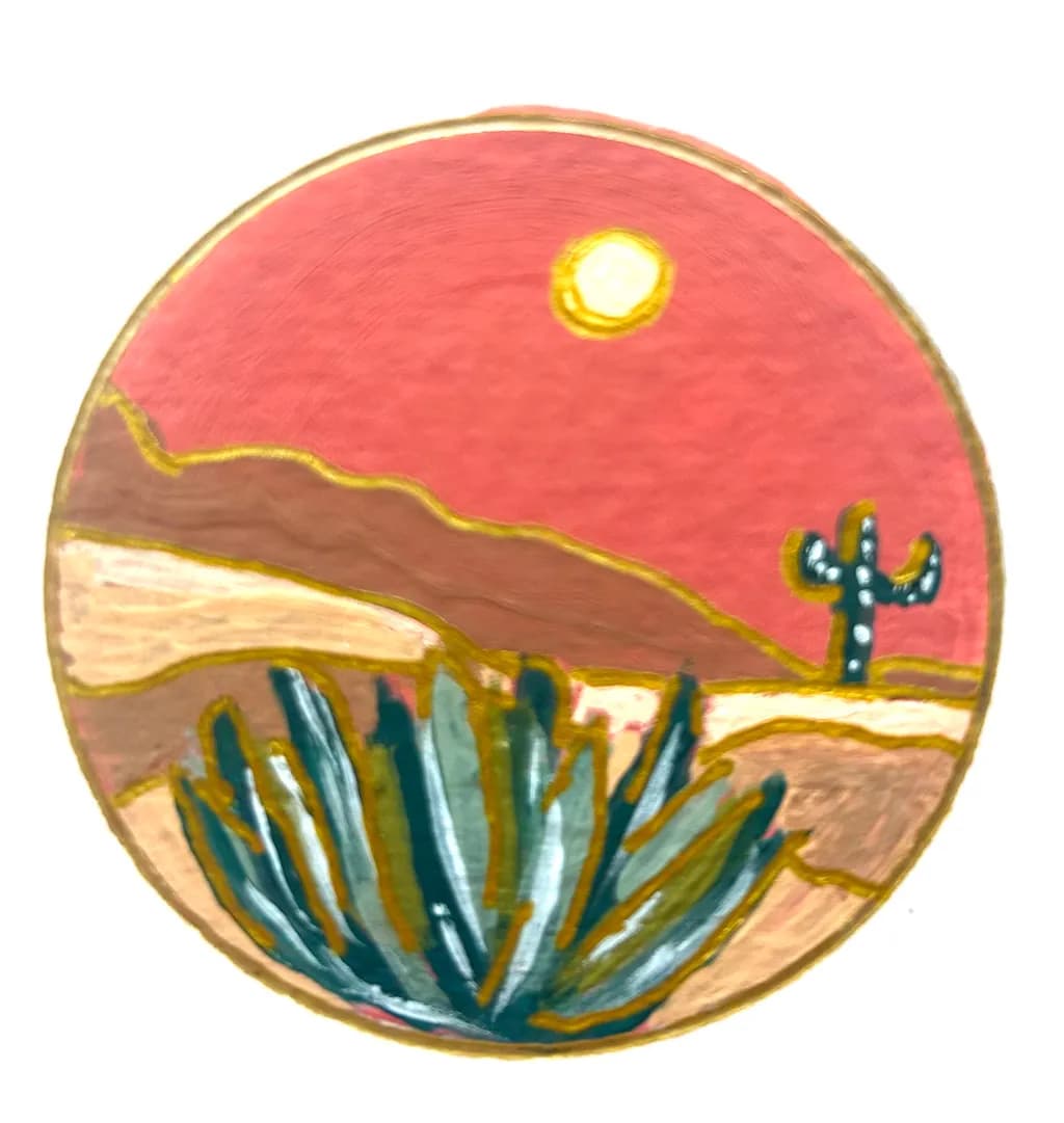 Desert Dreams: A Vibrant Sunset Over Cacti and Agave