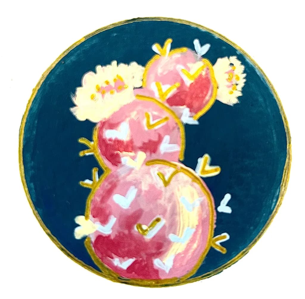 Whimsical Cactus Blooms: A Colorful Floral Delight in Round Form
