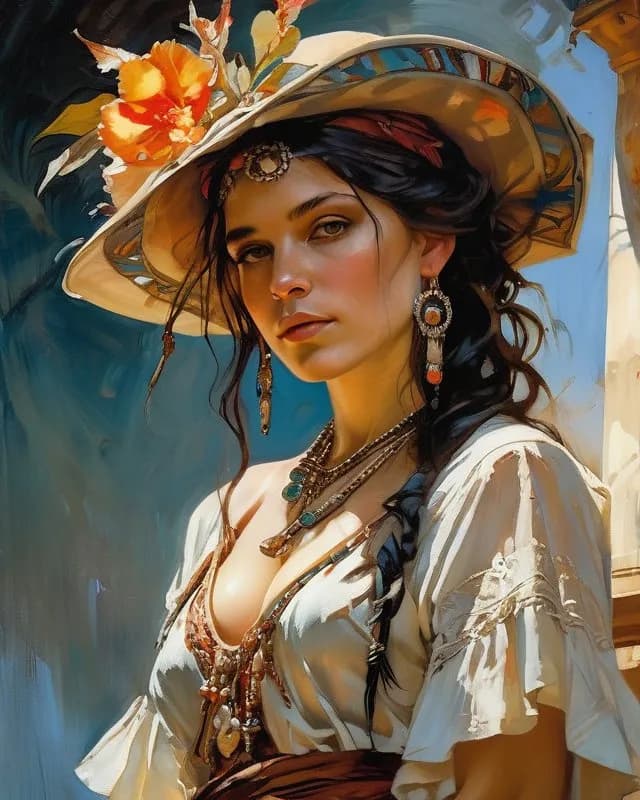 Whispers of Elegance: A Bohemian Floral Portrait of Grace and Beauty