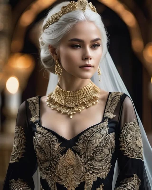 Regal Elegance: A Portrait of Timeless Beauty in Opulent Attire