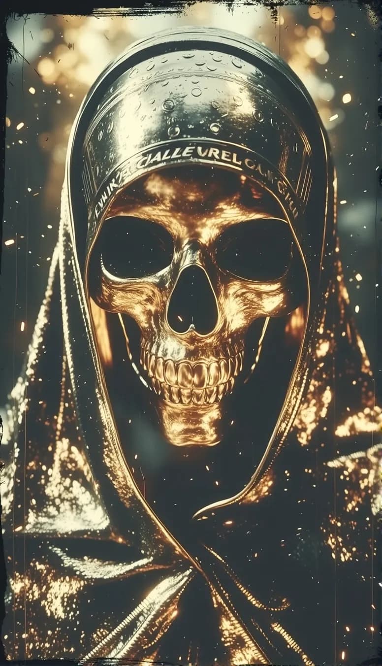 Golden Veil of Mortality: A Haunting Reflection on Life and Death