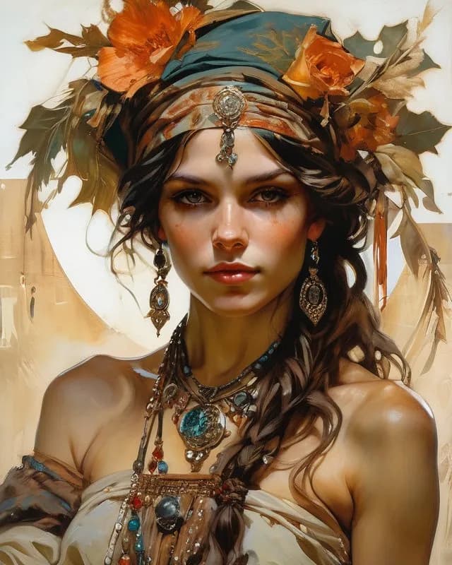 Ethereal Elegance: A Regal Bohemian Portrait of Grace and Beauty