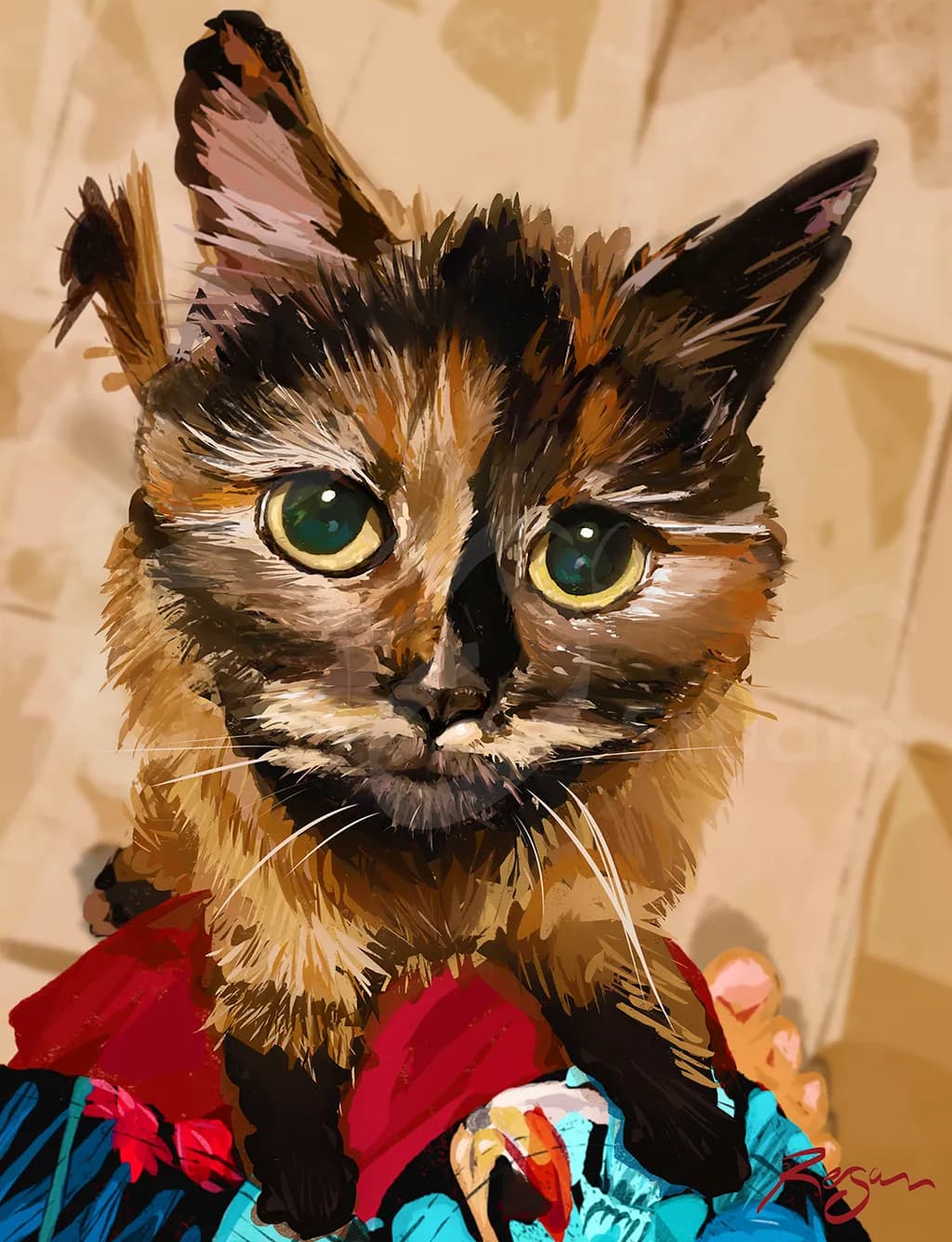 Whiskered Wonder: A Vibrant Portrait of Feline Charm