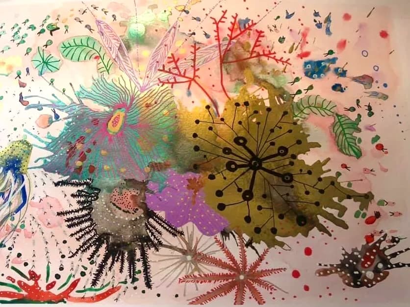 Vibrant Whispers of Nature: An Abstract Exploration of Organic Forms and Colors