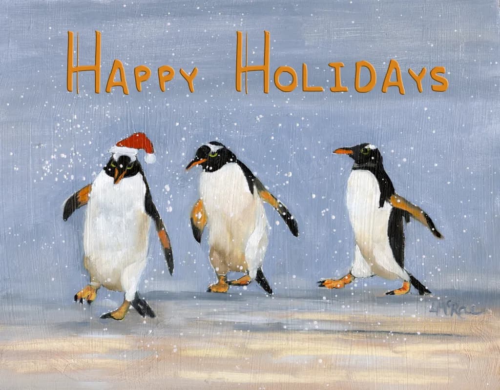 Whimsical Winter: Joyful Penguins Celebrating the Holidays