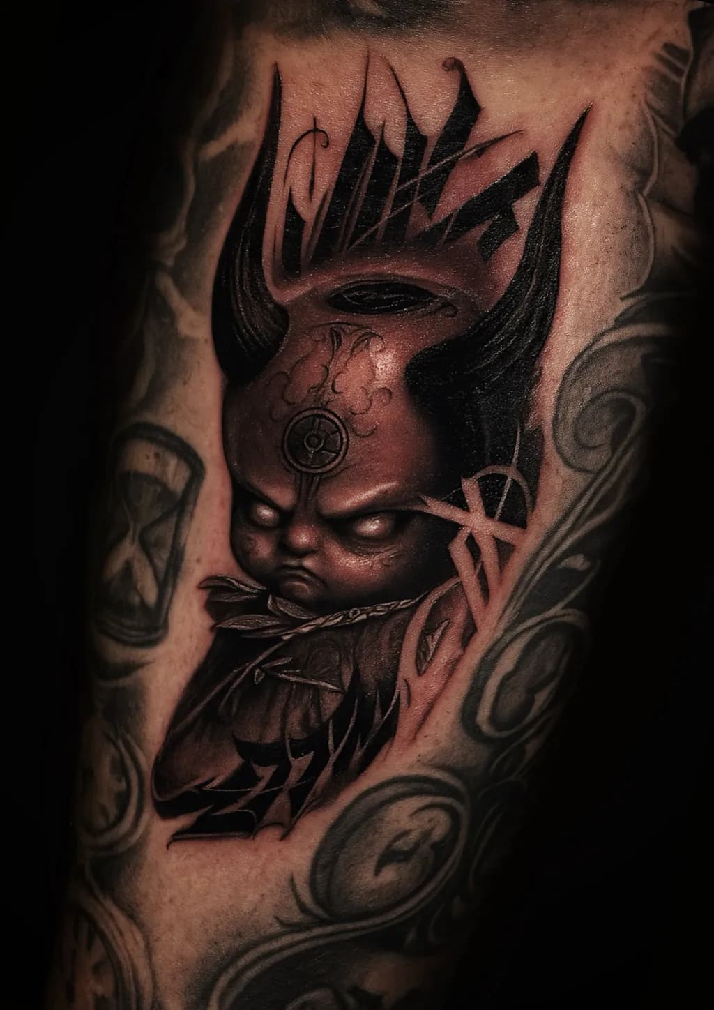 Dark Whispers: The Enigmatic Guardian of Shadows Tattoo Art