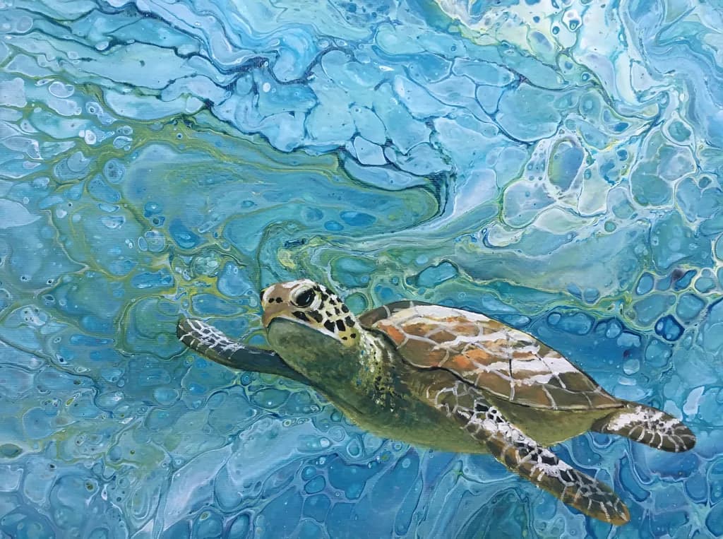 Serene Swimmer: A Turtle's Journey Through Aquatic Blues