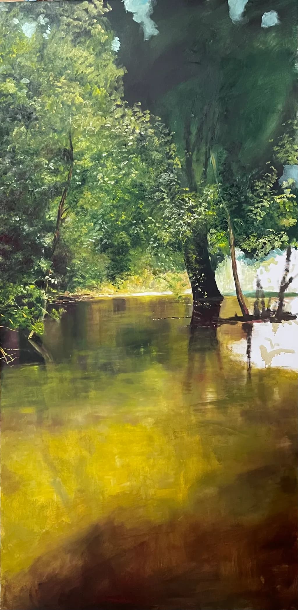 Serenity Reflected: A Tranquil Embrace of Nature's Greenery and Water's Calm