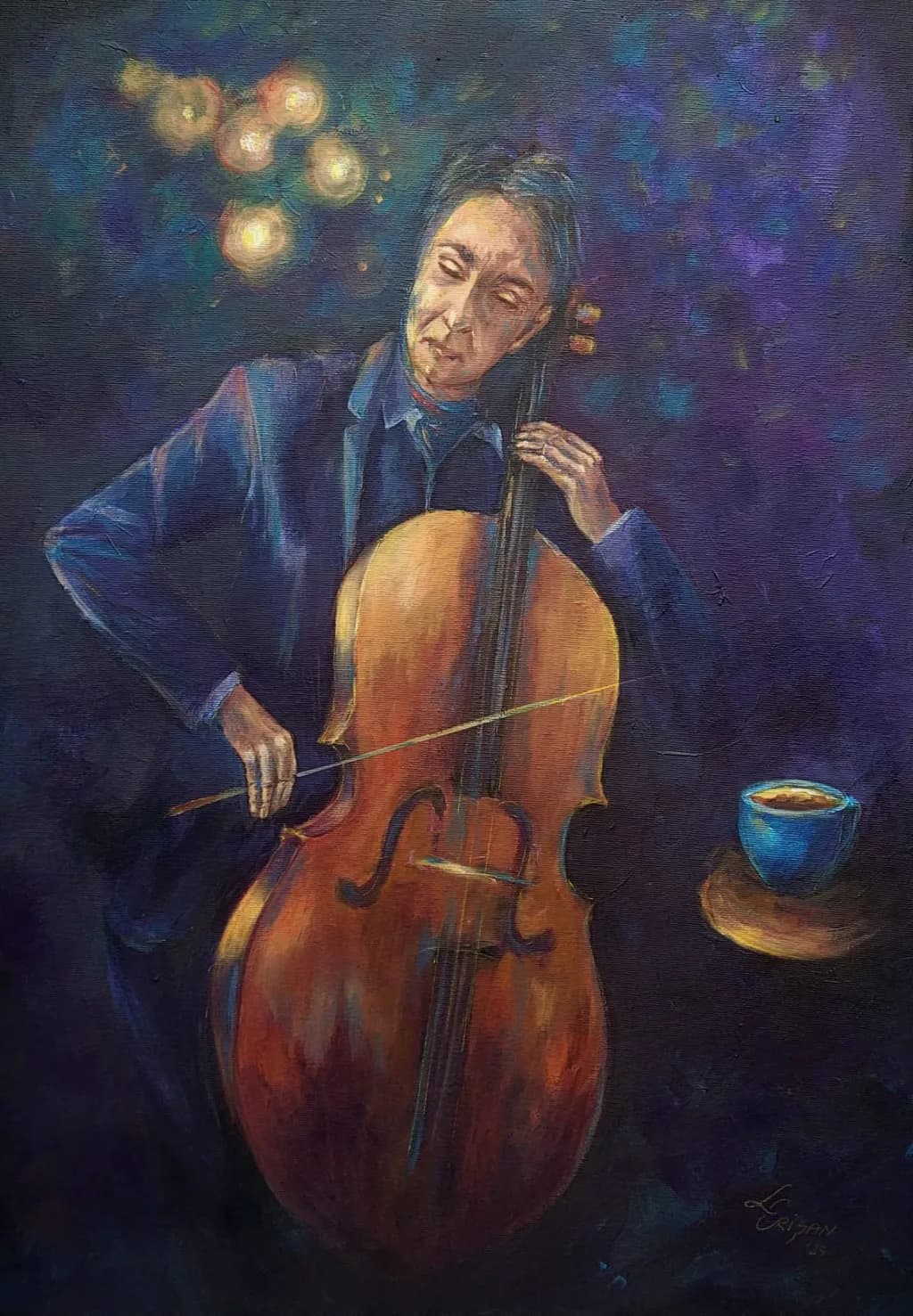 Melodies in the Moonlight: A Cello Performance with Coffee and Emotion