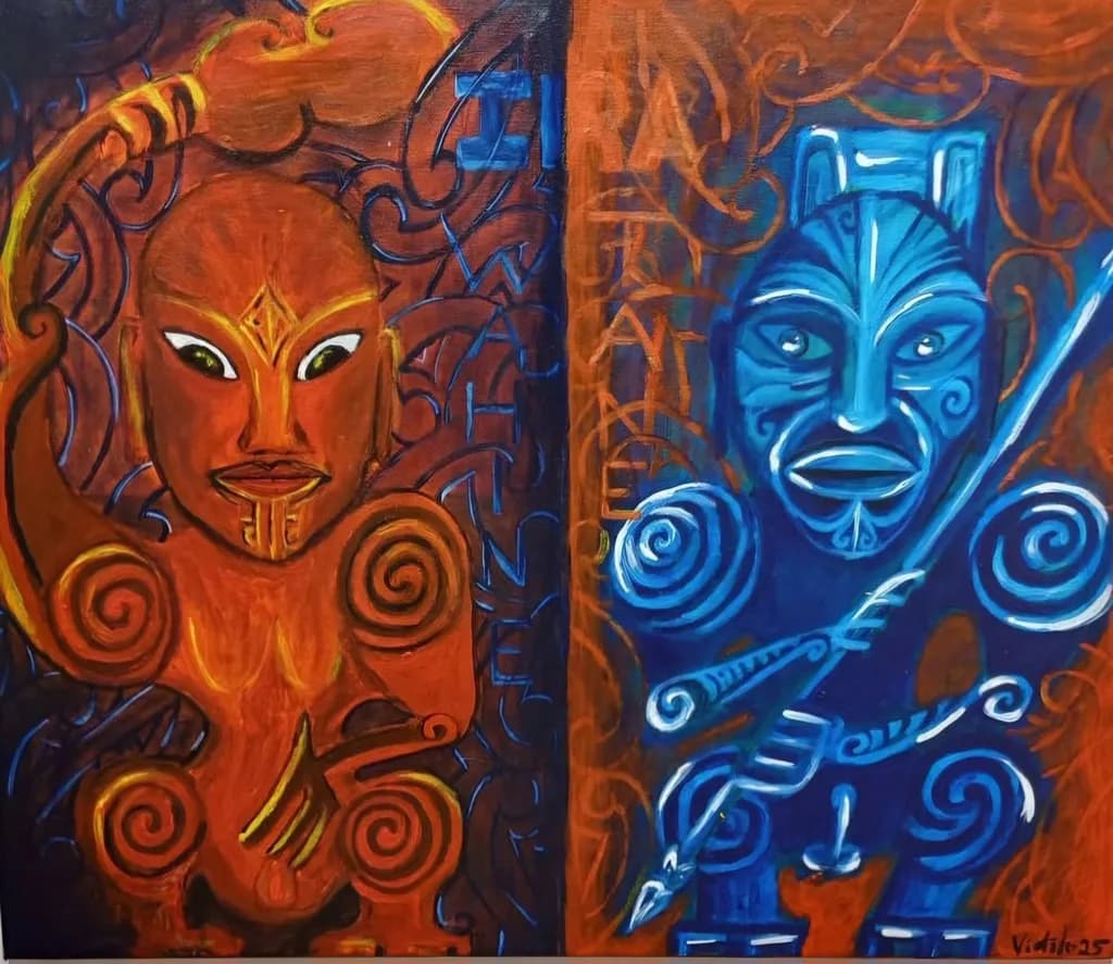 Vibrant Duality: A Cultural Expression of Tribal Heritage and Contrast