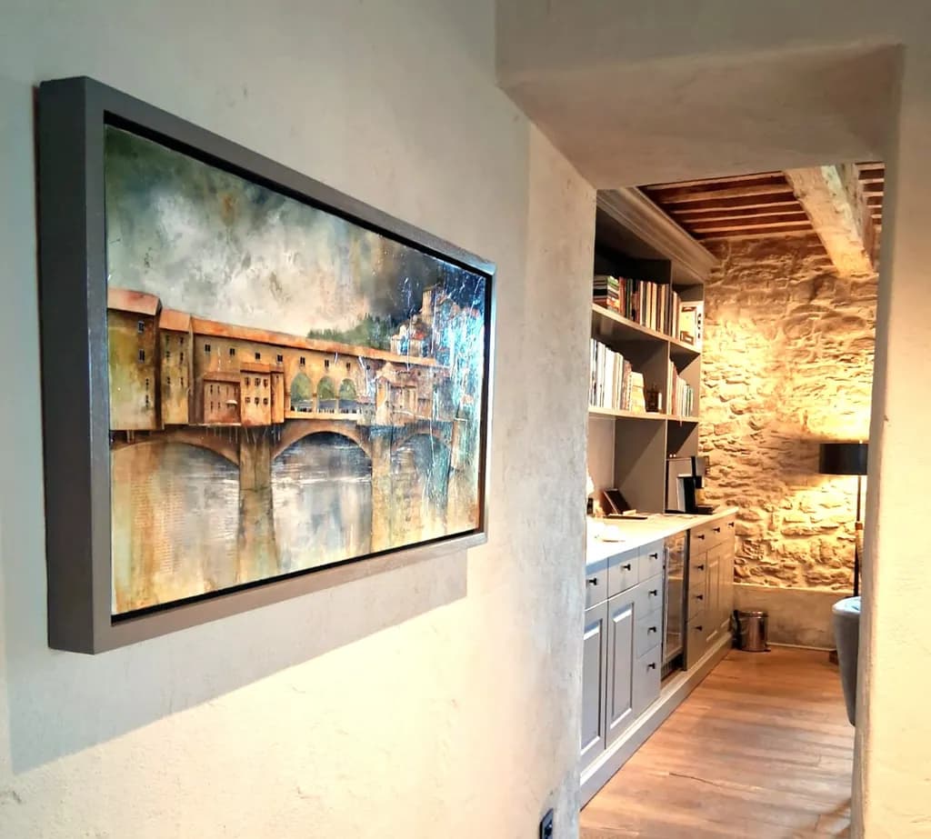 Whispers of the Past: A Serene Bridge Reflection in Watercolor Elegance