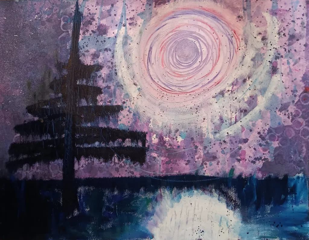 Night Tree Reflection