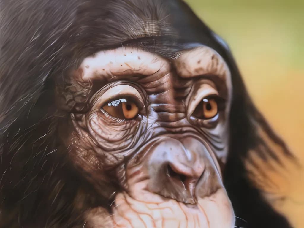 Whispers of the Wild: A Captivating Portrait of a Chimpanzee's Soulful Gaze