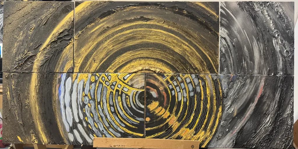 Golden Swirls: An Abstract Journey Through Texture and Contrast