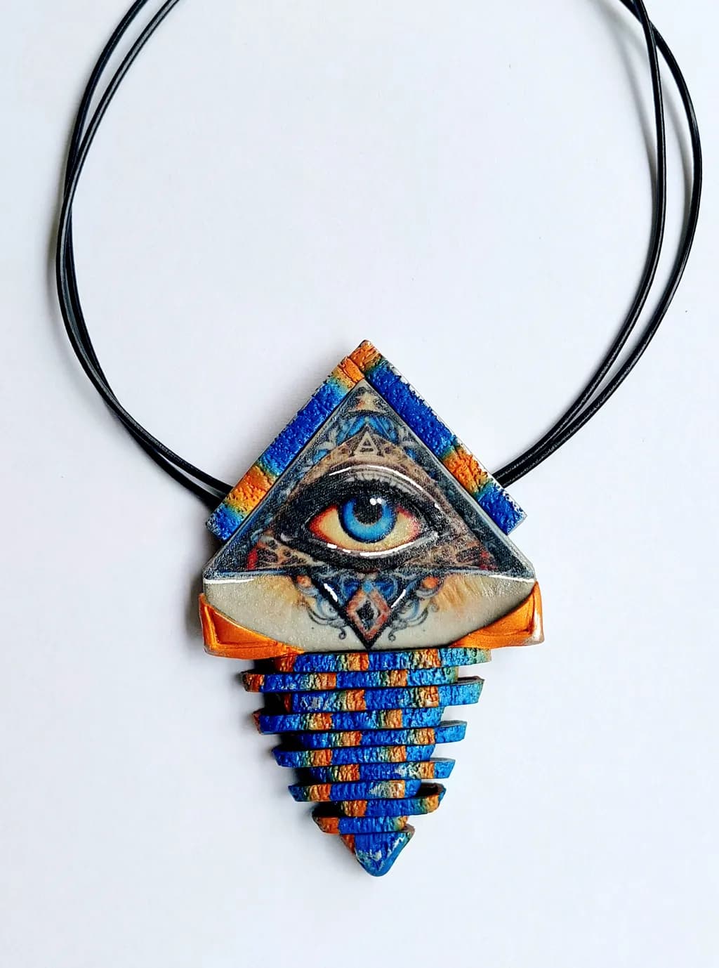 Mystical Eye Pendant: A Colorful Geometric Masterpiece in Unique Design