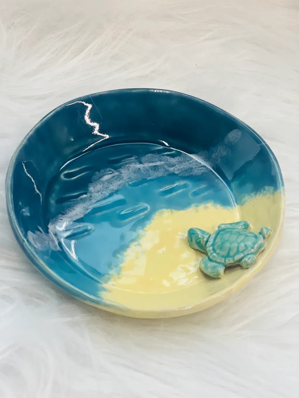 Ocean Breeze Ceramic Dish with Turtle Accent