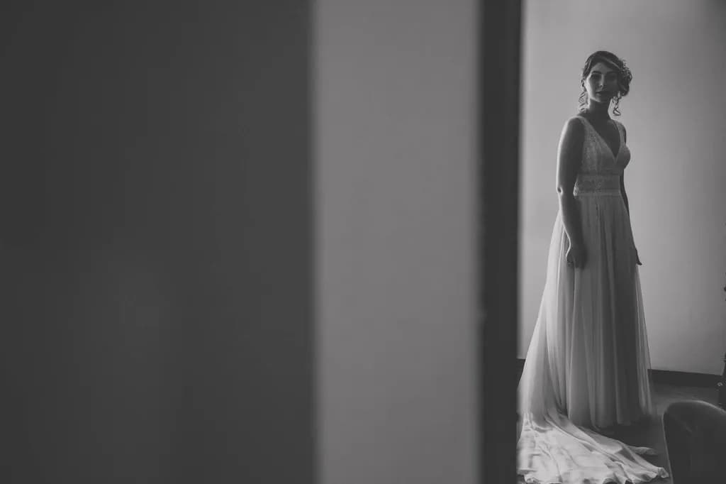 Whispers of Elegance: A Monochrome Portrait of Serenity in Bridal Grace