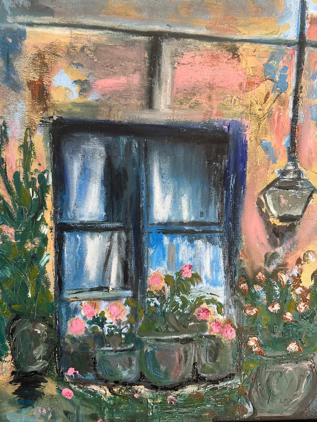 Whispers of Color: A Serene Window Adorned with Blossoms