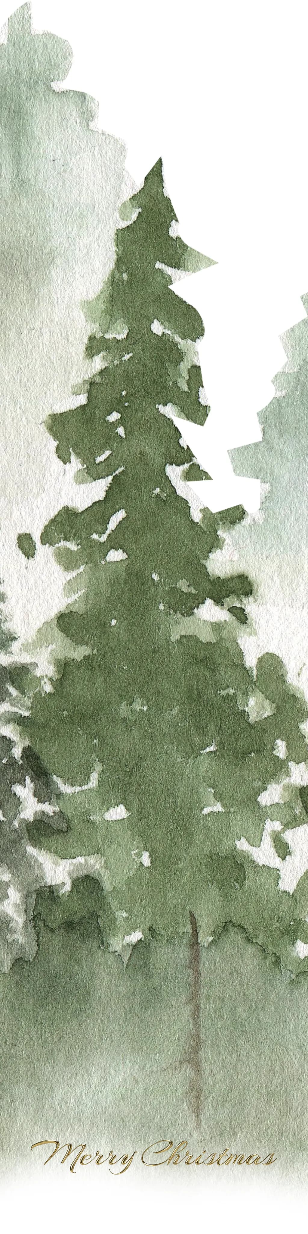 Whispers of Winter: A Serene Christmas Pine in Watercolor Elegance