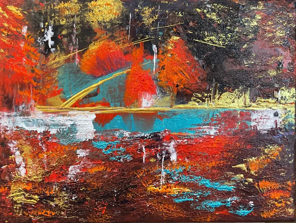 Vibrant Reflections: An Abstract Landscape of Color and Texture