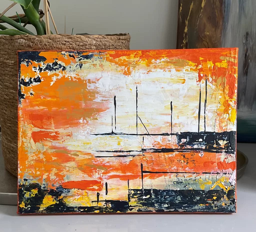 Vibrant Horizons: An Abstract Journey Through Orange and Black Tones