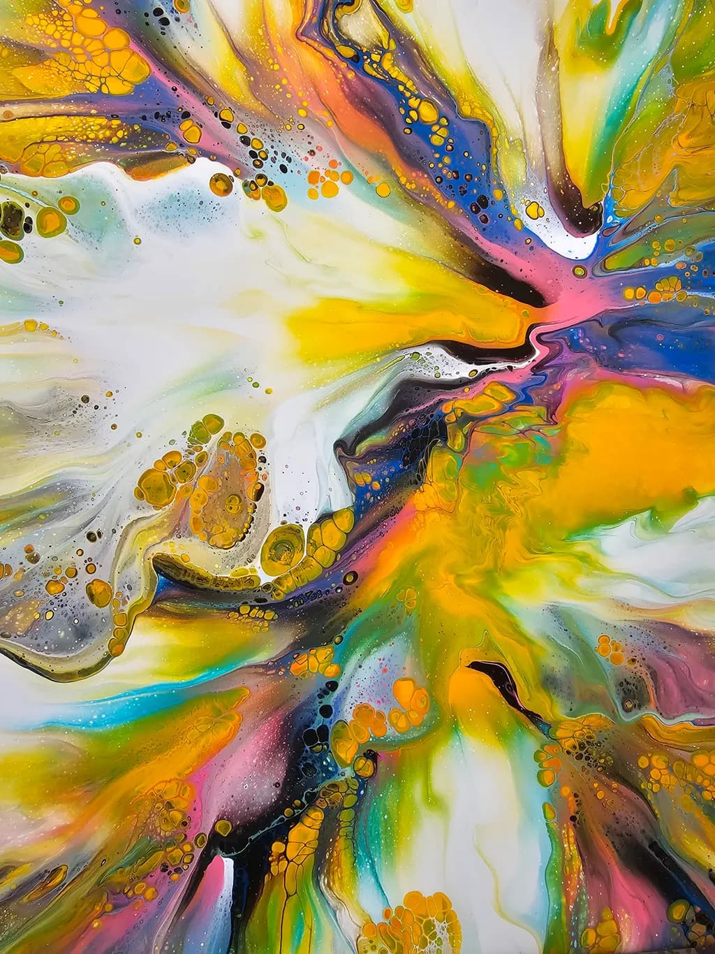 Vibrant Whirlwind: A Dance of Colorful Swirls in Abstract Fluid Art