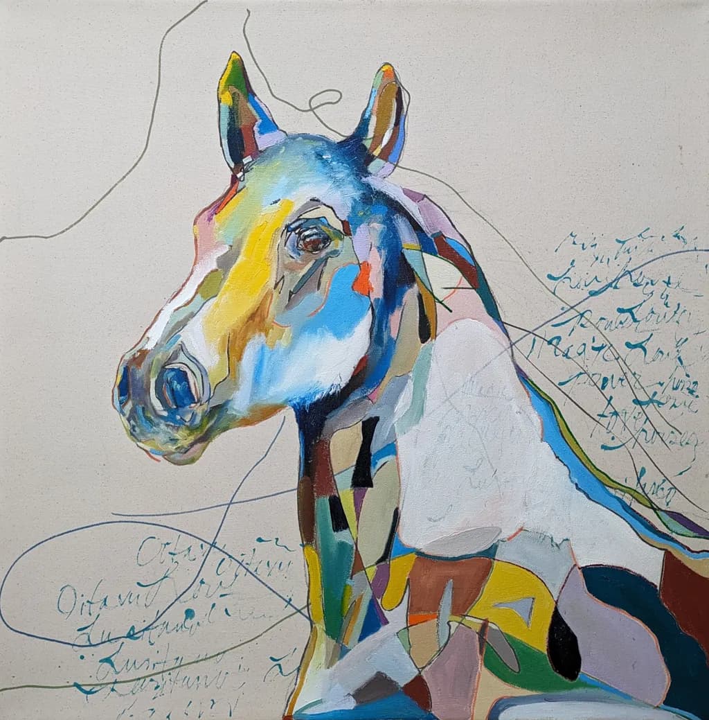 Vibrant Equine Essence: A Colorful Journey Through Abstract Expressionism