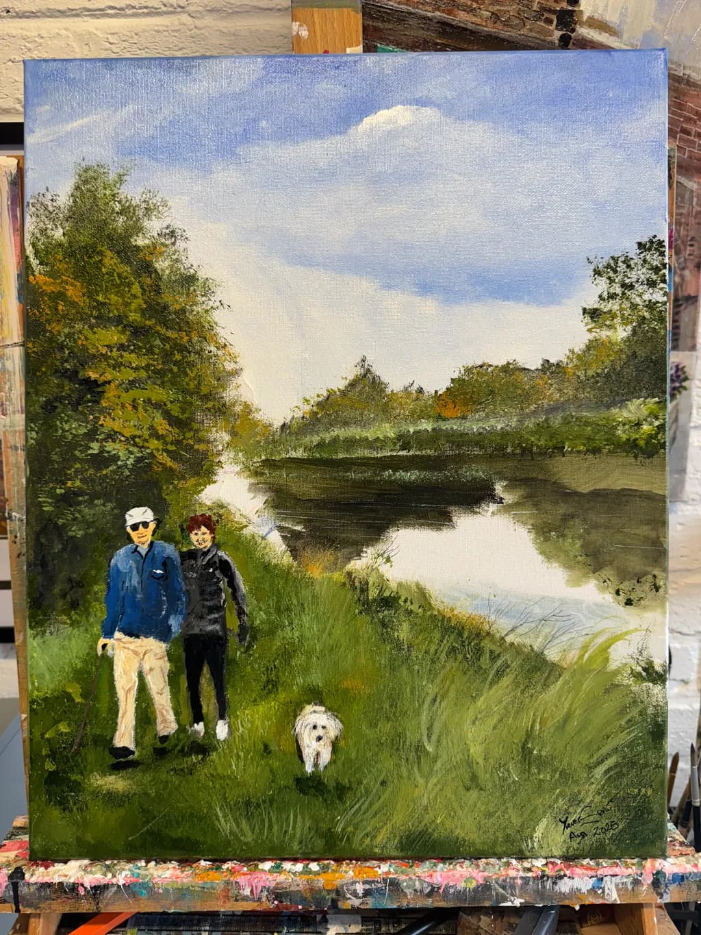 Serene Stroll: A Tranquil Walk by the Water with a Beloved Companion