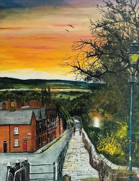 Whispers of Dusk: A Serene Stroll Through a Sunset Village Pathway