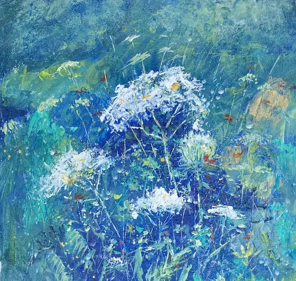 Whispers of Blue: A Serene Floral Dreamscape in Nature's Embrace