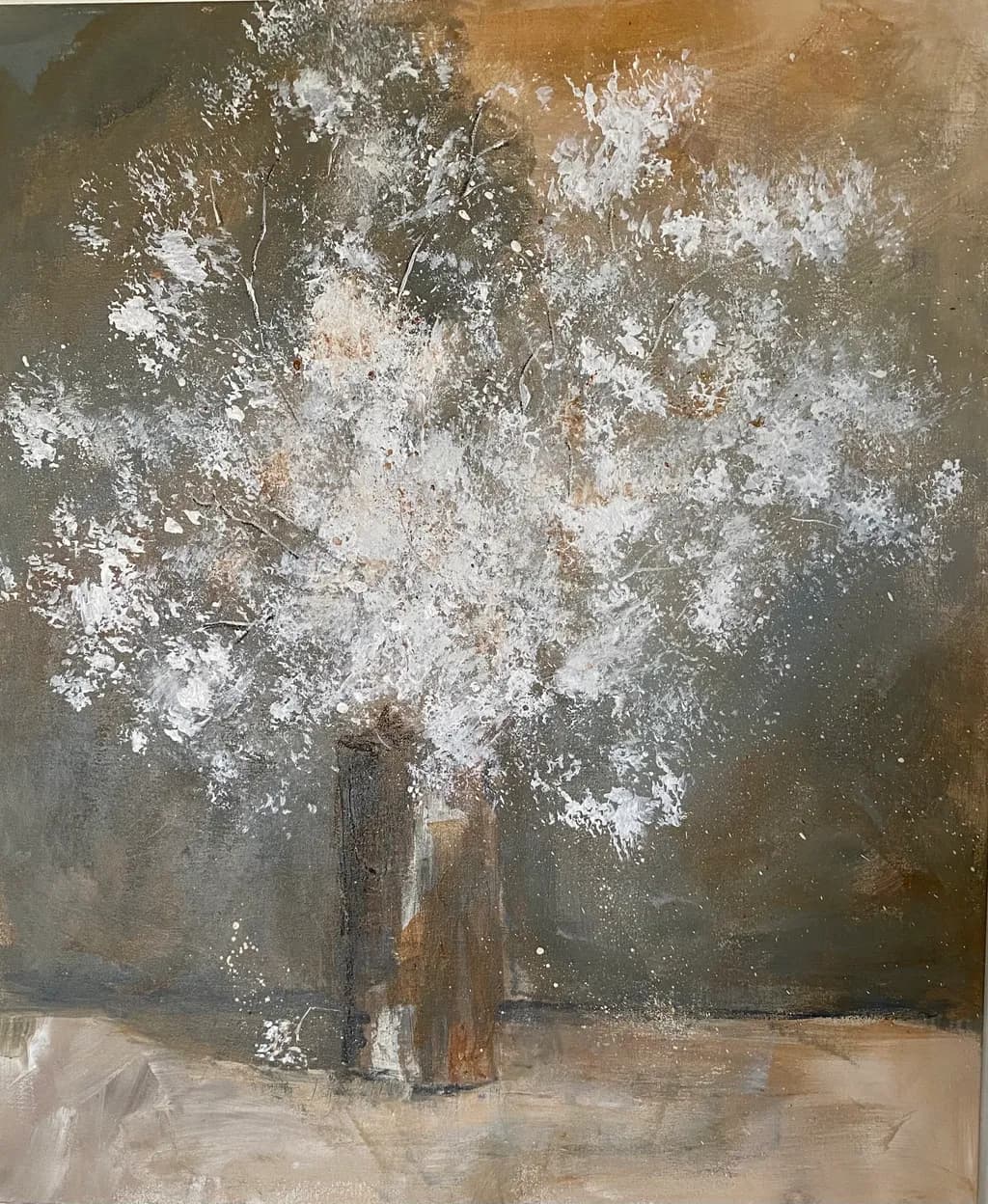 Whimsical Floral Embrace: An Abstract Journey Through Texture and Neutral Tones