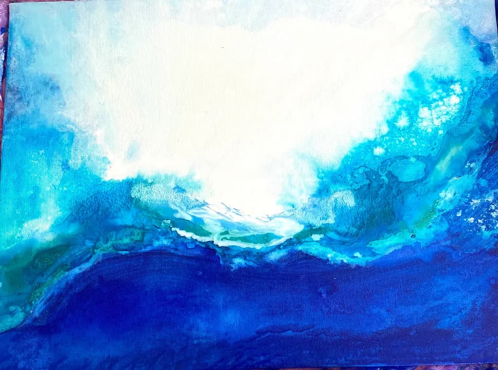 Oceanic Serenity: A Tranquil Dance of Blues and Whites in Abstract Art
