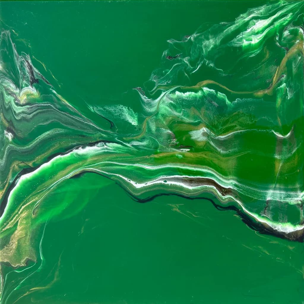 Emerald Whispers: A Fluid Dance of Abstract Textures