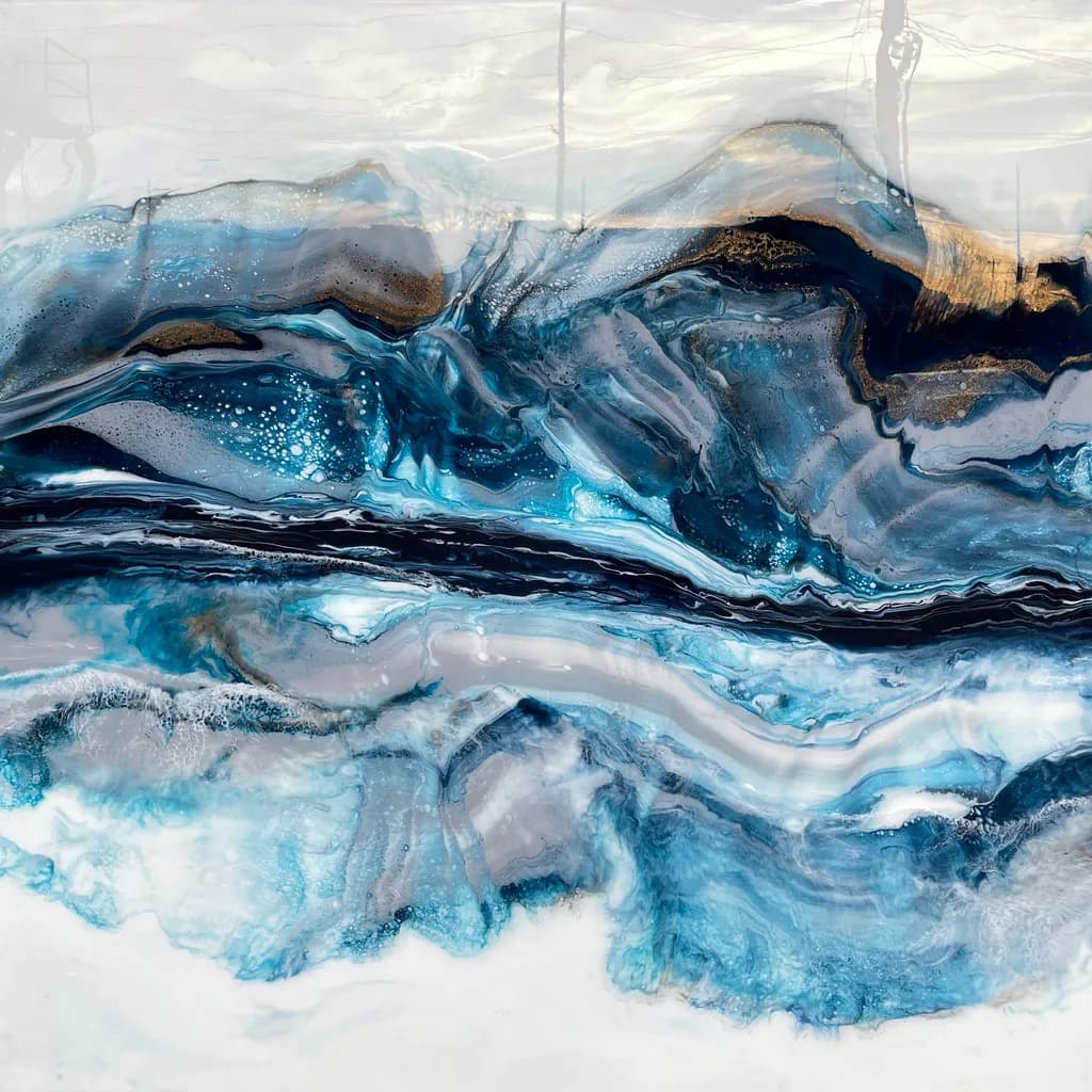 Oceanic Dreams: A Mesmerizing Dance of Blue and Gold in Abstract Art