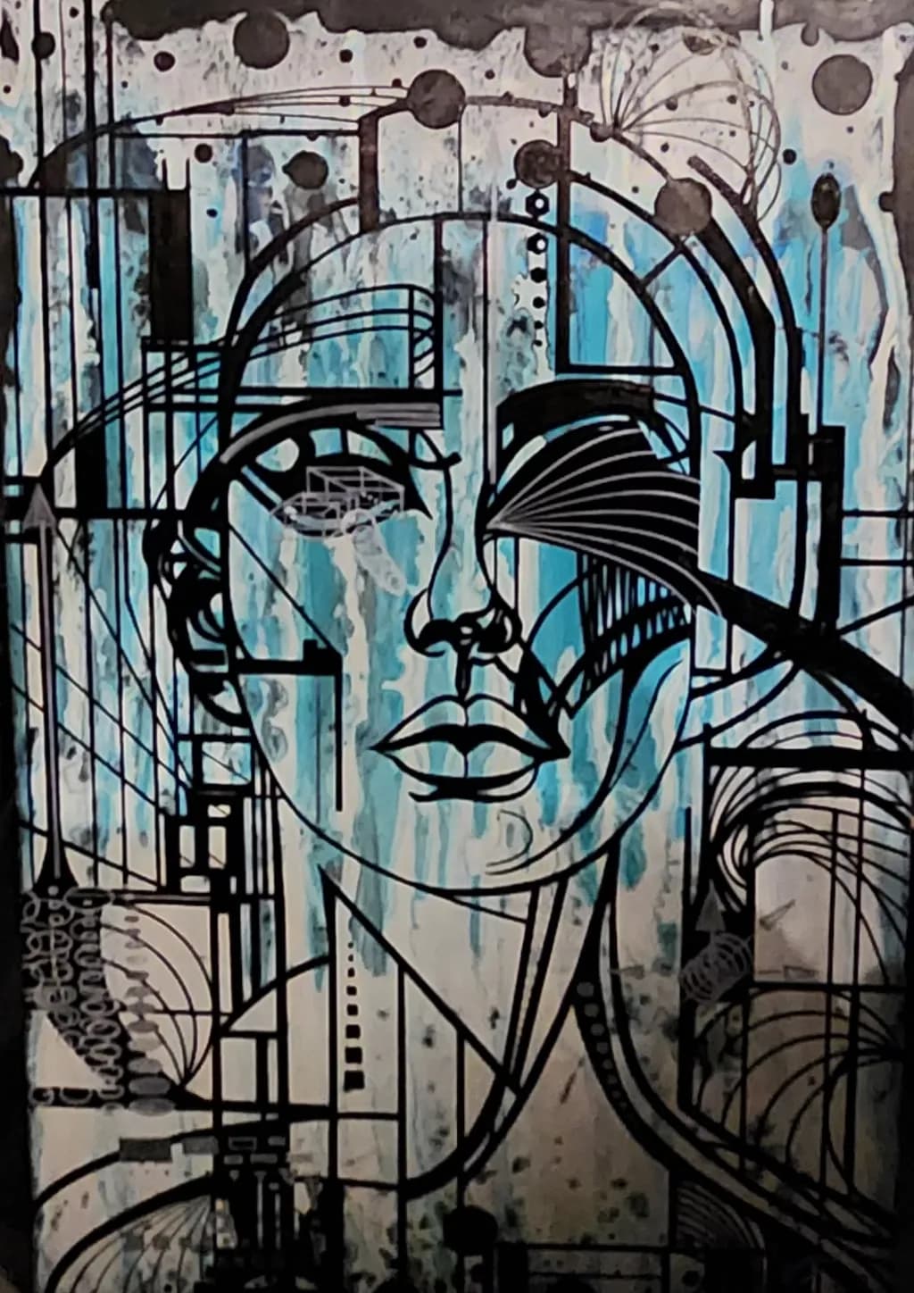 Ethereal Visions: A Fusion of Abstract Lines and Emotion in Blue and Black