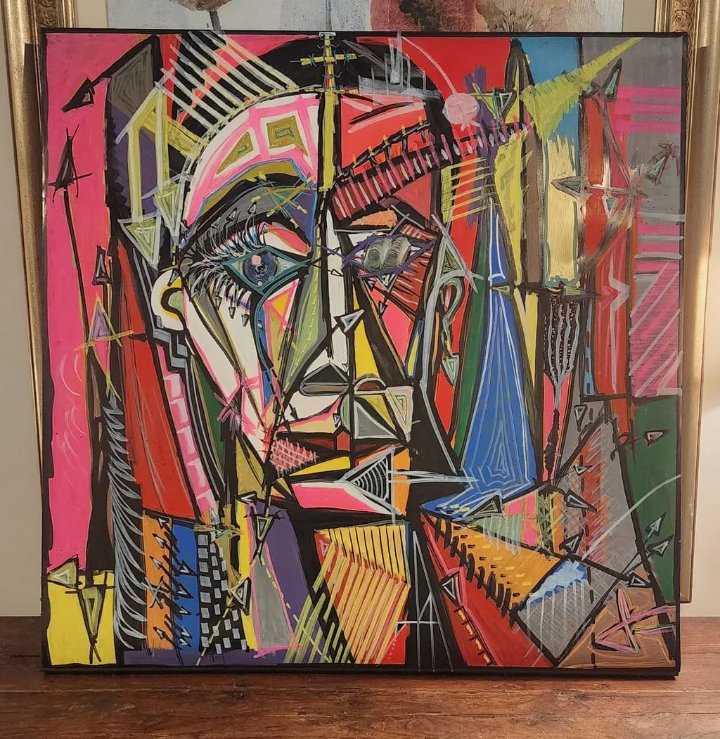 Vibrant Geometric Expression: A Colorful Abstract Portrait Journey