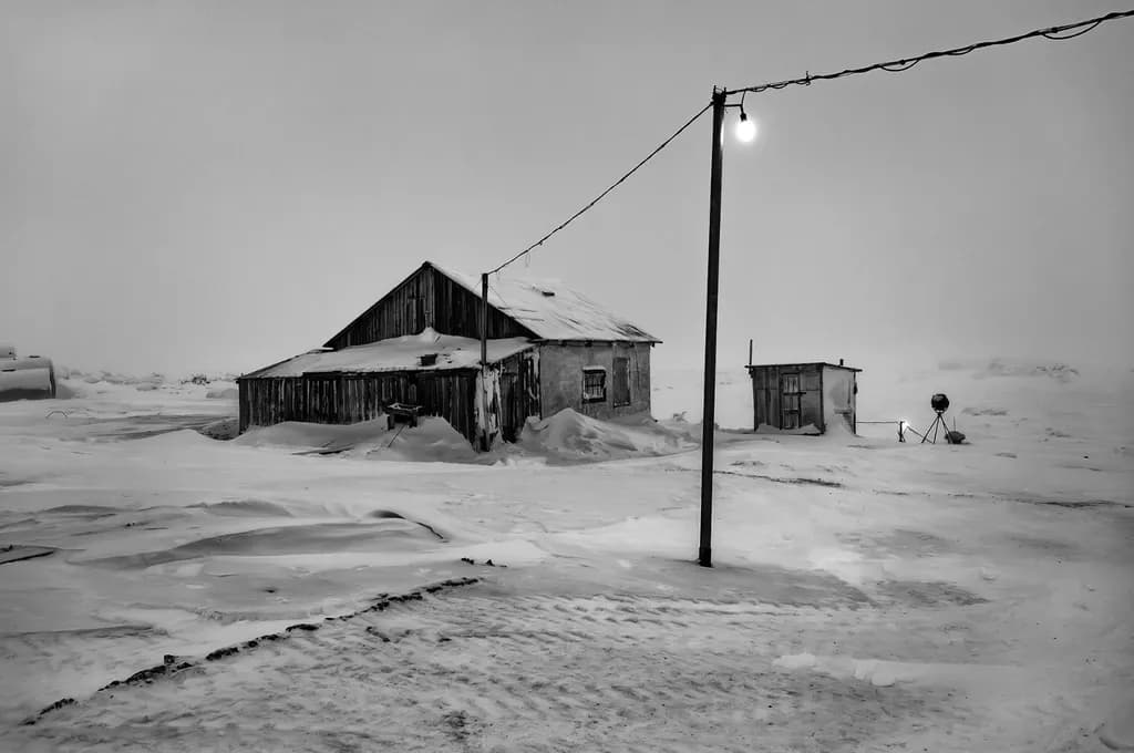 Whispers of Winter: An Abandoned Homestead in Monochrome Silence