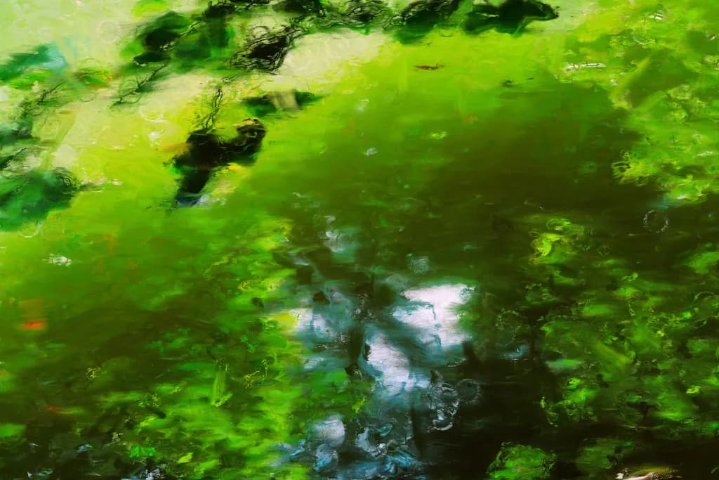Whispers of Nature: A Serene Reflection in Lush Green Abstracts