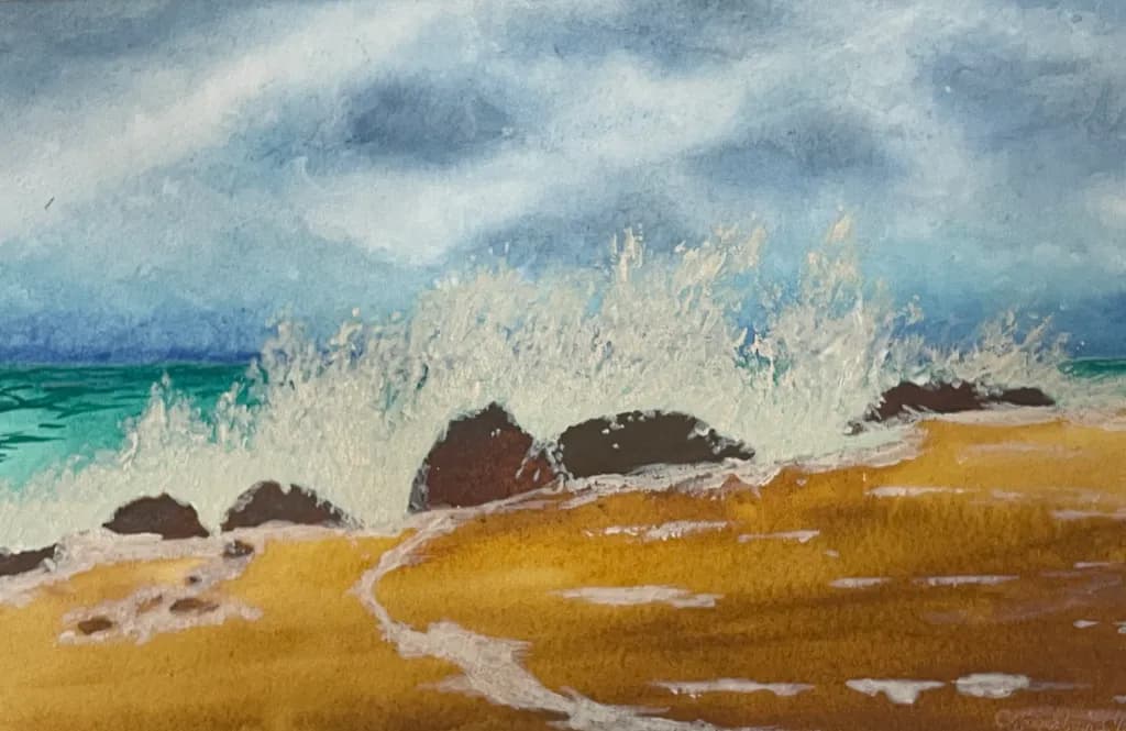 Whispers of the Ocean: A Serene Beachscape with Waves and Rocks