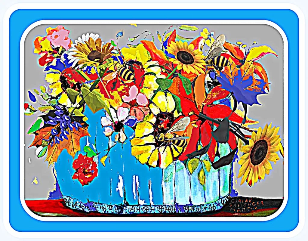 Vibrant Floral Symphony: A Celebration of Color and Nature's Buzz