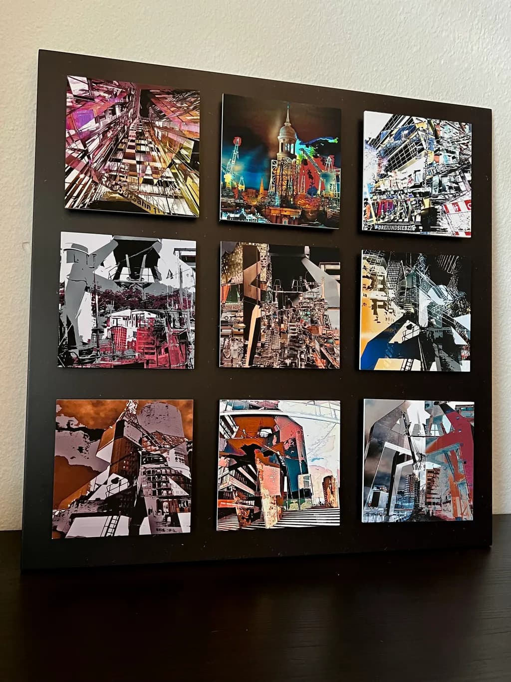 Urban Kaleidoscope: A Colorful Geometric Collage of Abstract Cityscapes