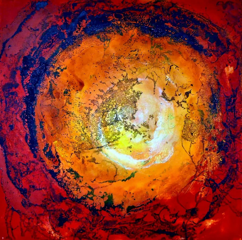Celestial Whirl: A Dance of Fire and Light in Abstract Form
