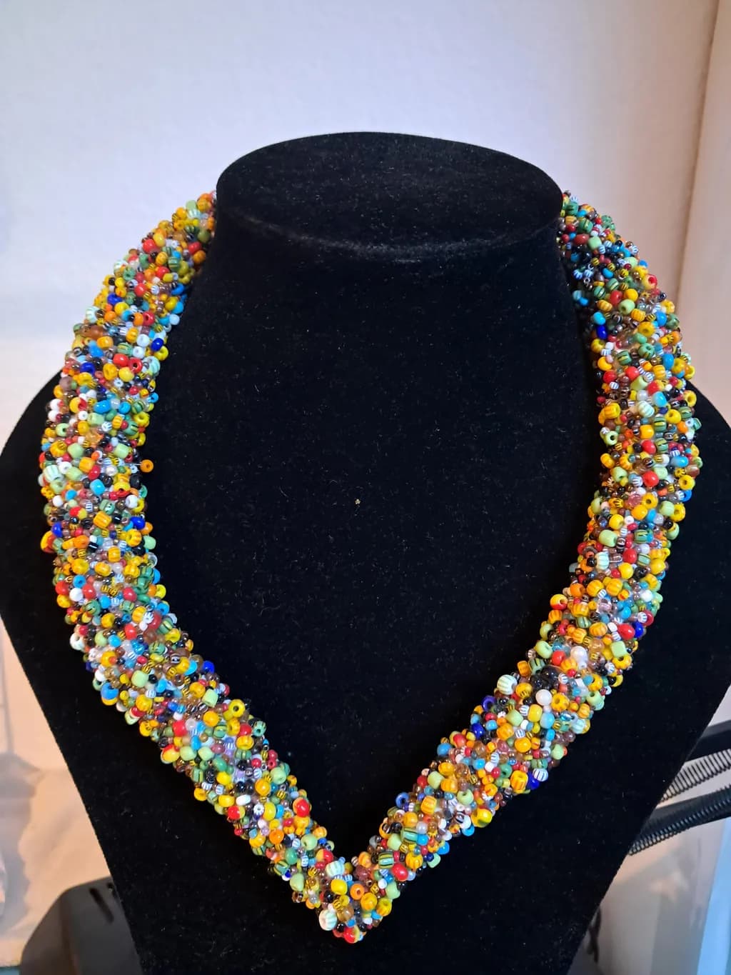 Vibrant Mosaic: Handcrafted Colorful Beaded Necklace for Unique Style