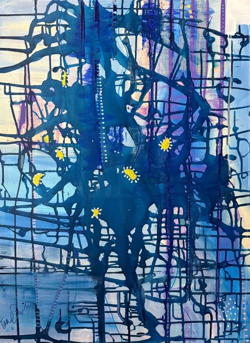 Whispers of Blue: A Dance of Light and Shadow in Abstract Expressionism