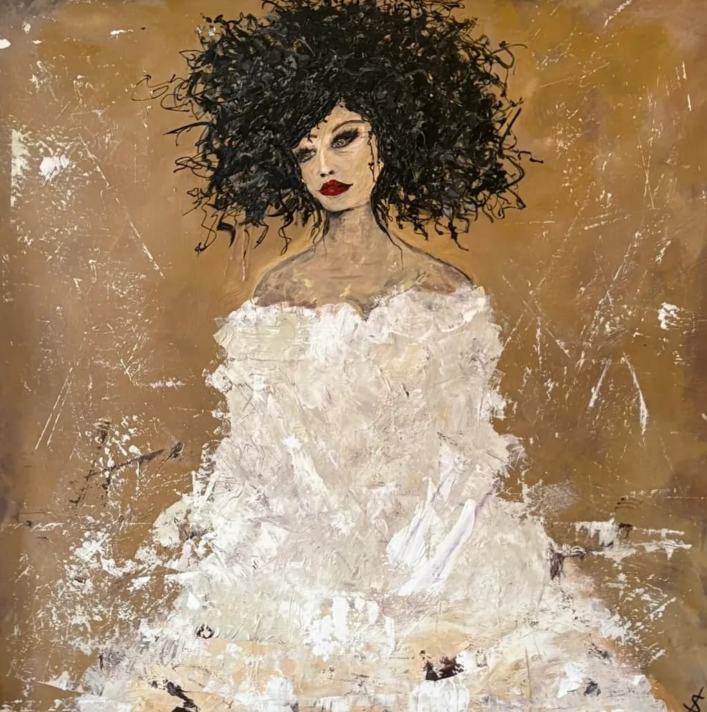 Curly Elegance: An Abstract Portrait of Beauty and Expression
