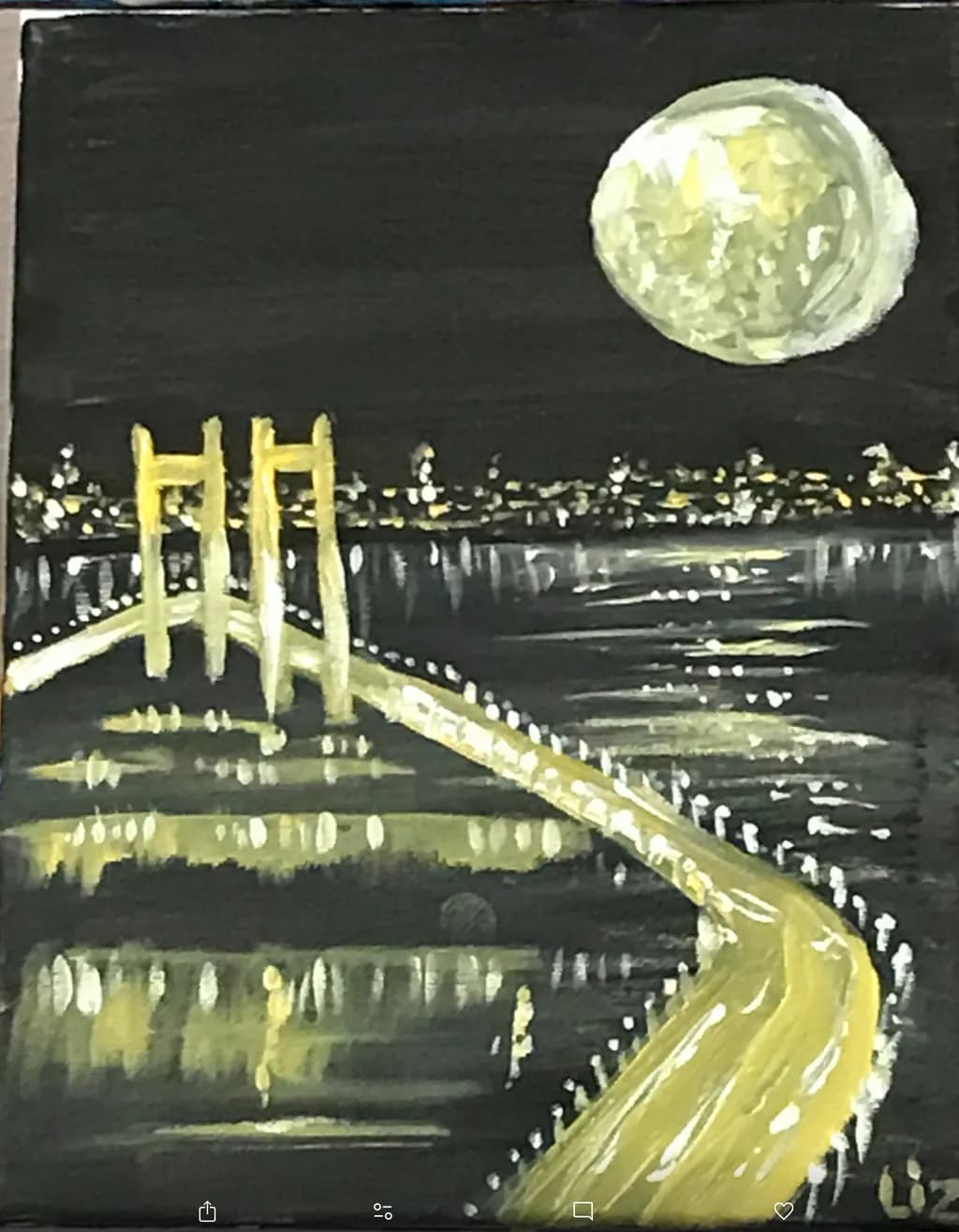Moonlit Bridge: A Serene Nightscape of Reflection and Light