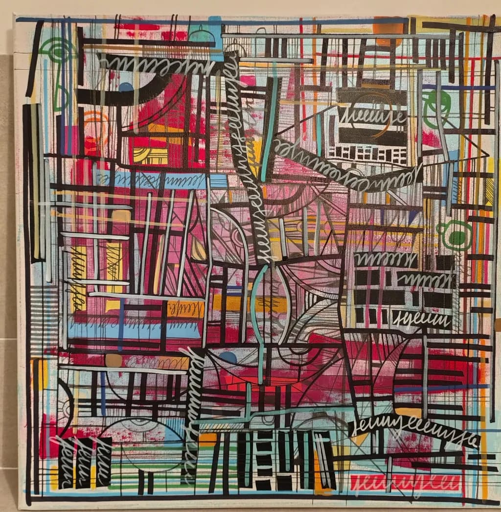 Vibrant Geometric Symphony: An Abstract Exploration of Color and Form