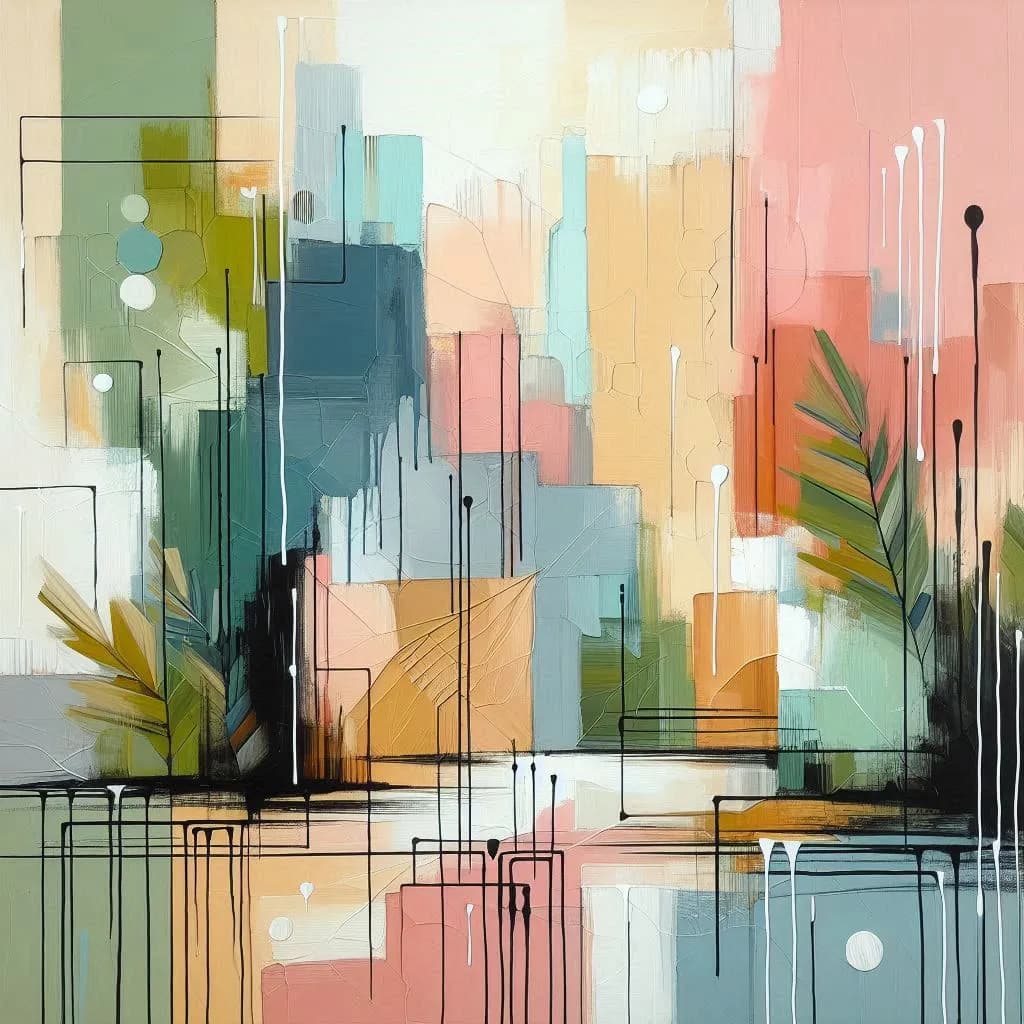Vibrant Geometric Harmony: An Abstract Exploration of Color and Texture
