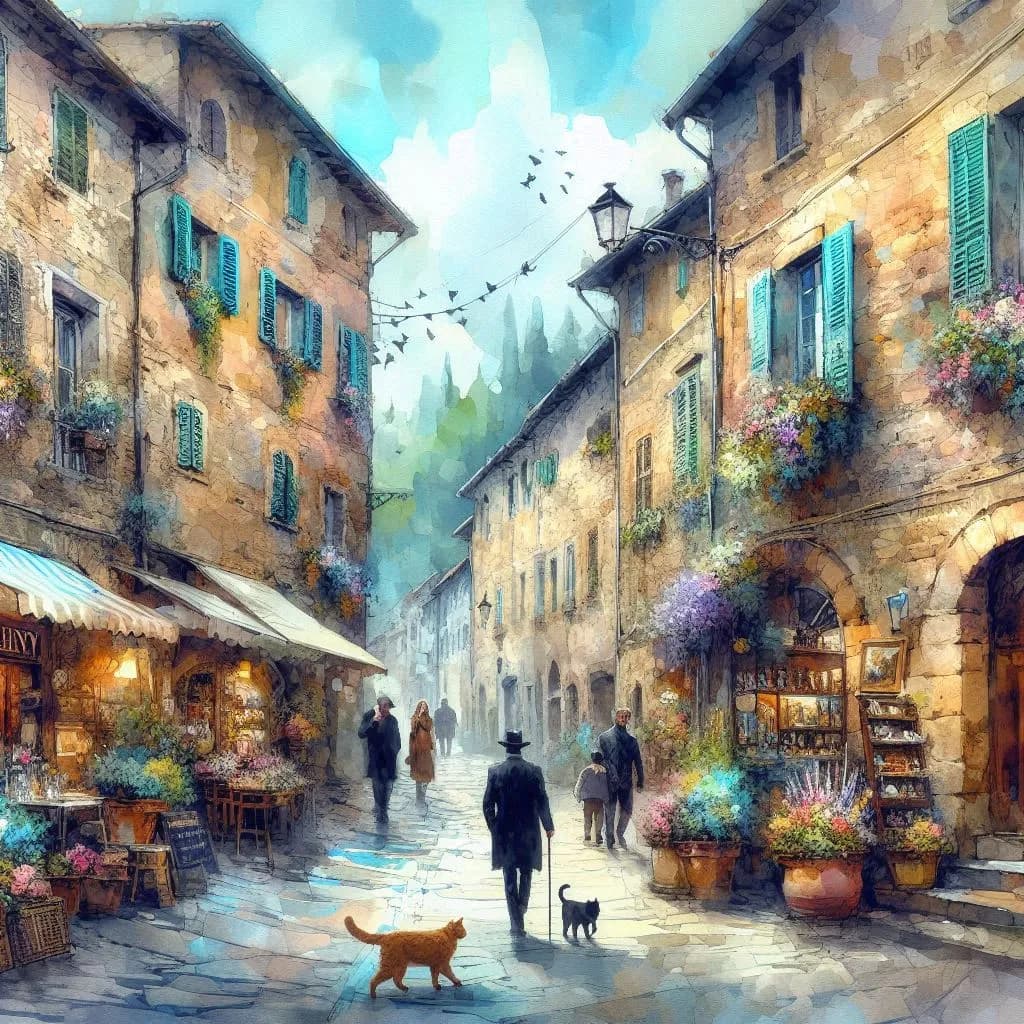 Whispers of a Timeless Village: A Serene Stroll Through Cobblestone Streets and Blooming Bougainvillea